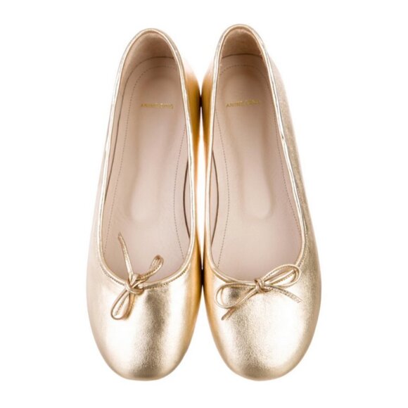 💕ANINE BING💕 Ballerinas ~ Leather Ballerina Flats Gold 39 NWOT - Picture 2 of 15
